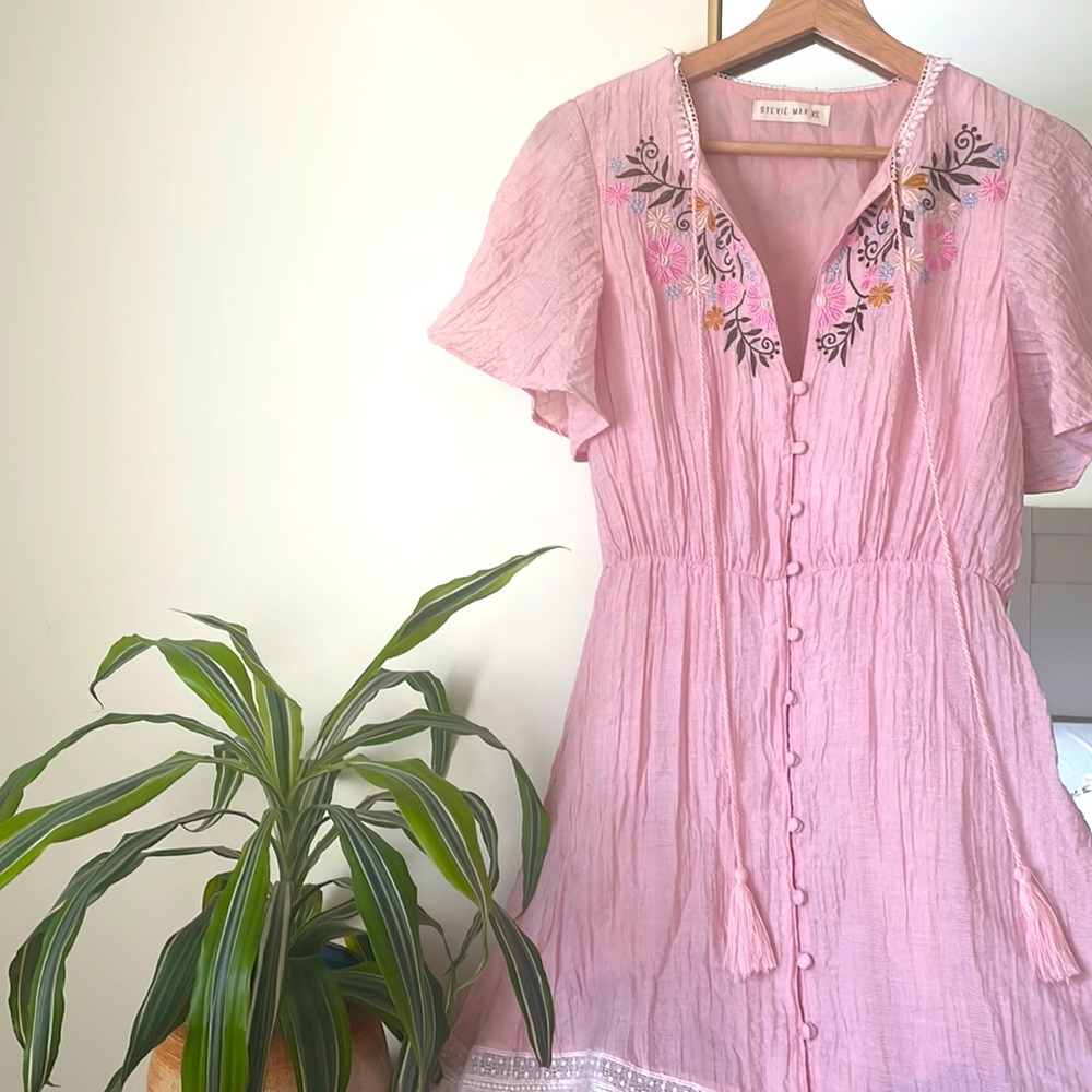 Stevie May pink embroidered XS dress